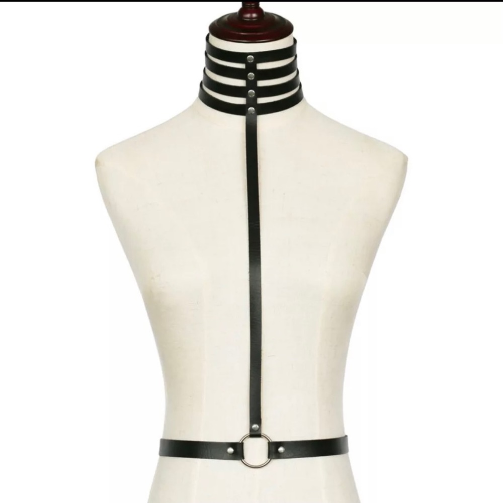 Leather body Harness choker necklace